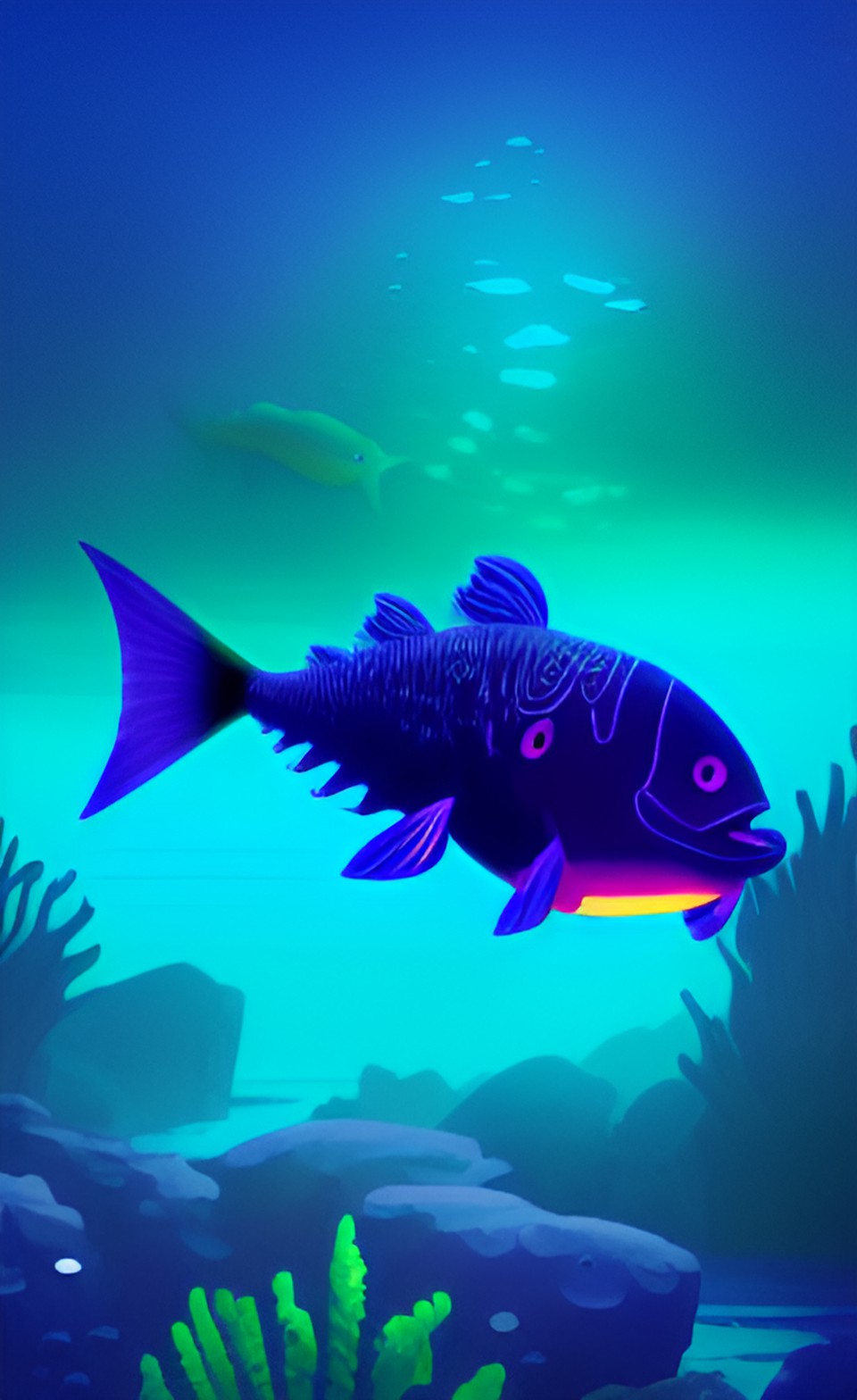 deep ocean dark watery abyss bioluminescent fish preview