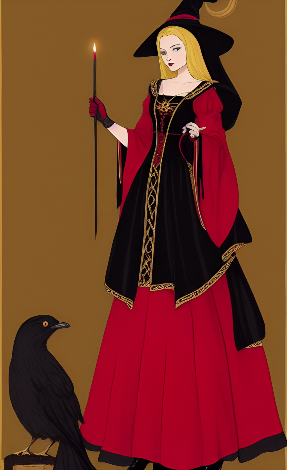 medieval witch , dark red black and gold preview