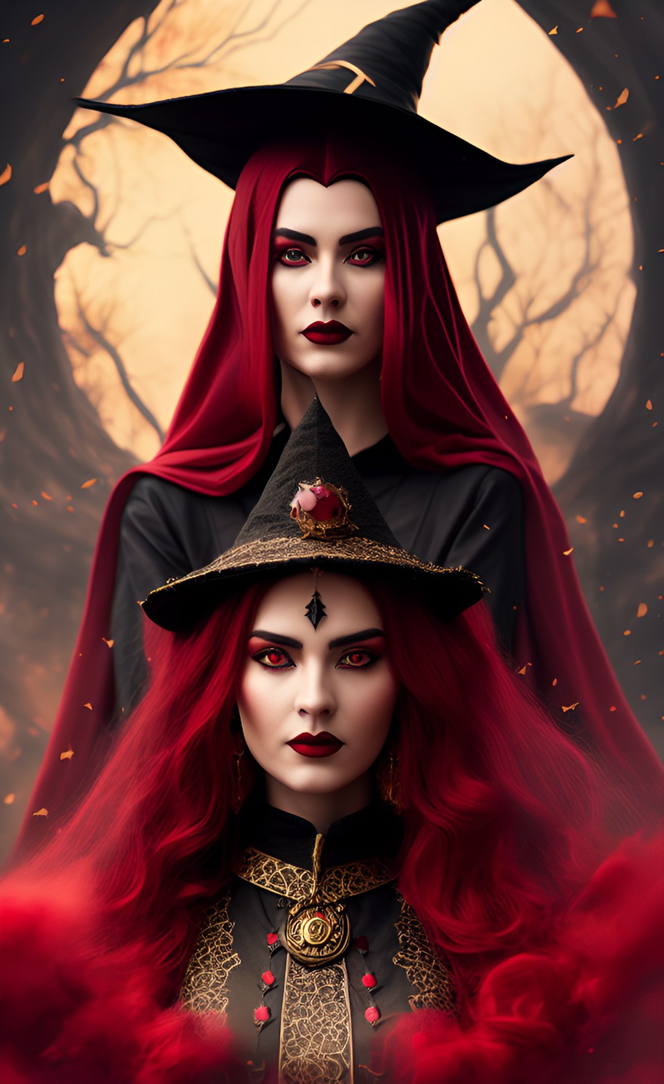 medieval witch , dark red black and gold preview