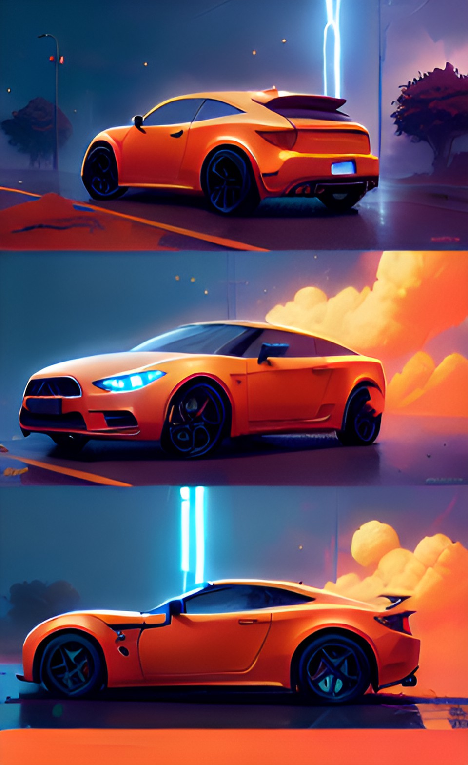 orange car struck by lightning preview