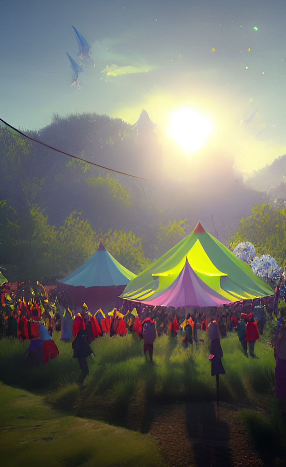 spring equinox festival, colorful tents, crowds, joy preview