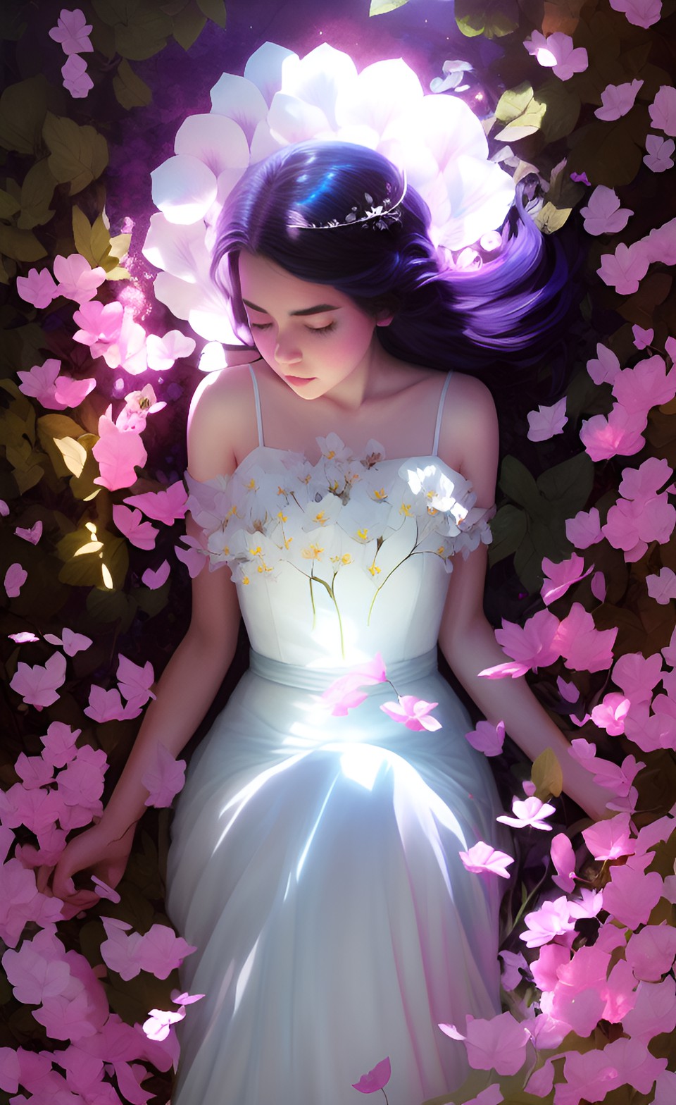 fairy sleeping inside flower petals preview