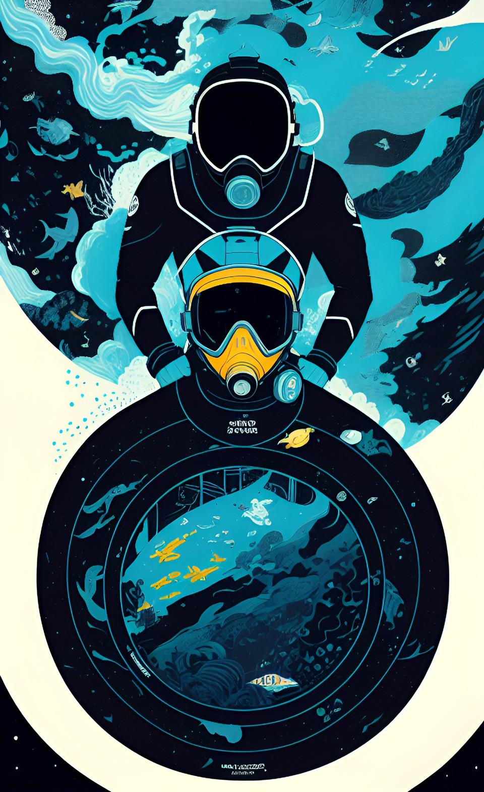 movie poster of a scuba diver floating through black space preview