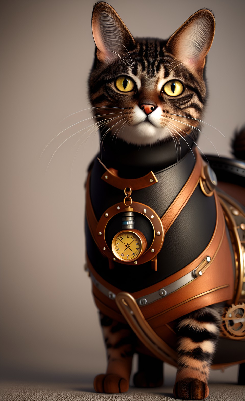 steampunk cat, octane render, hyper realistic, preview