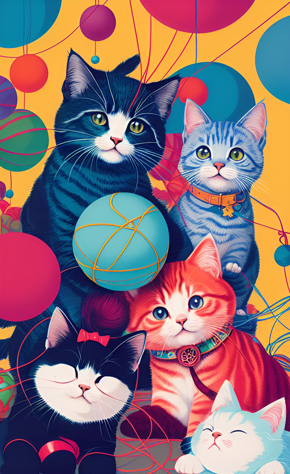 candy color ball of string entertains kitten preview