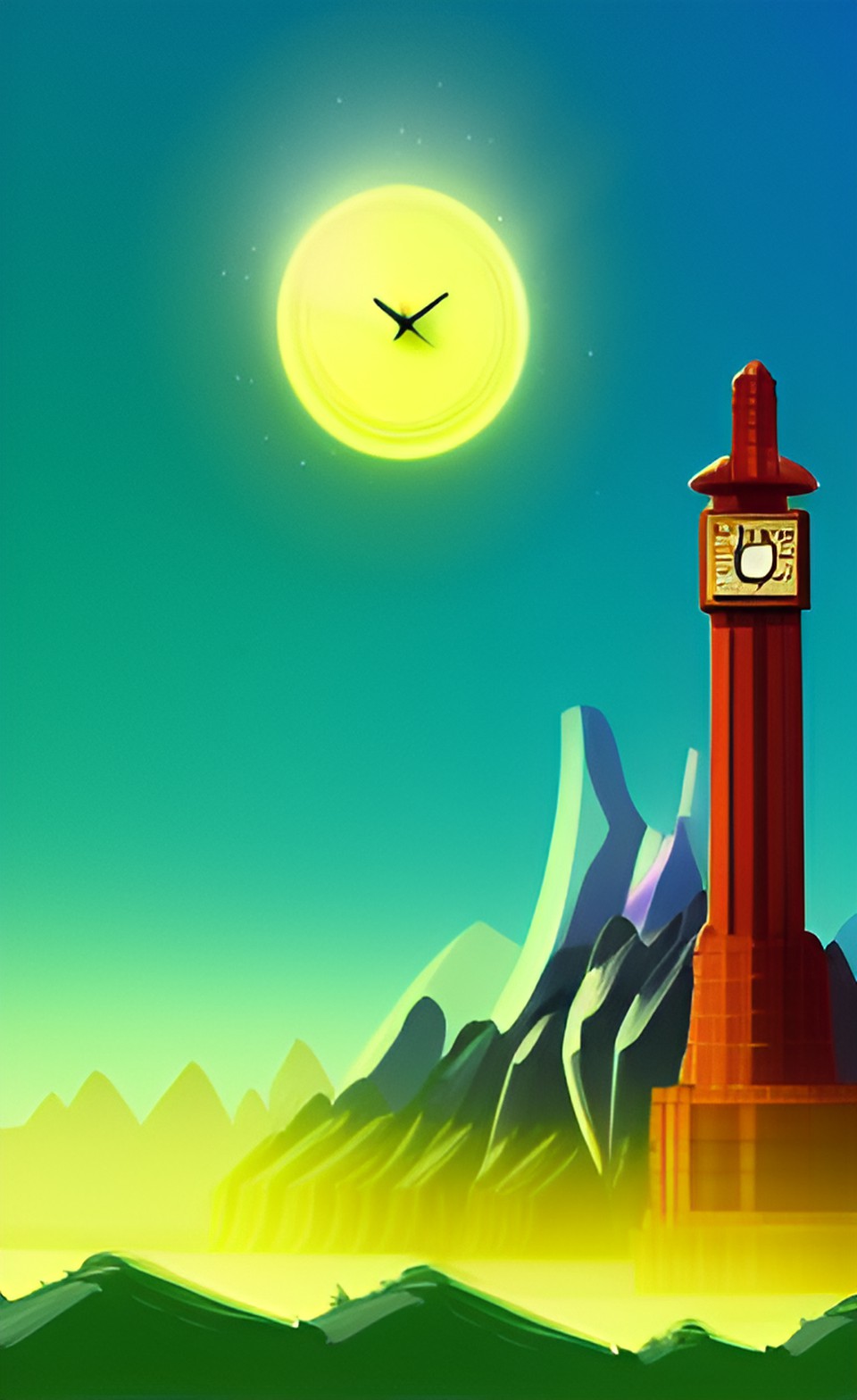 Throwback - clock tower on the edge of an alien landscape preview