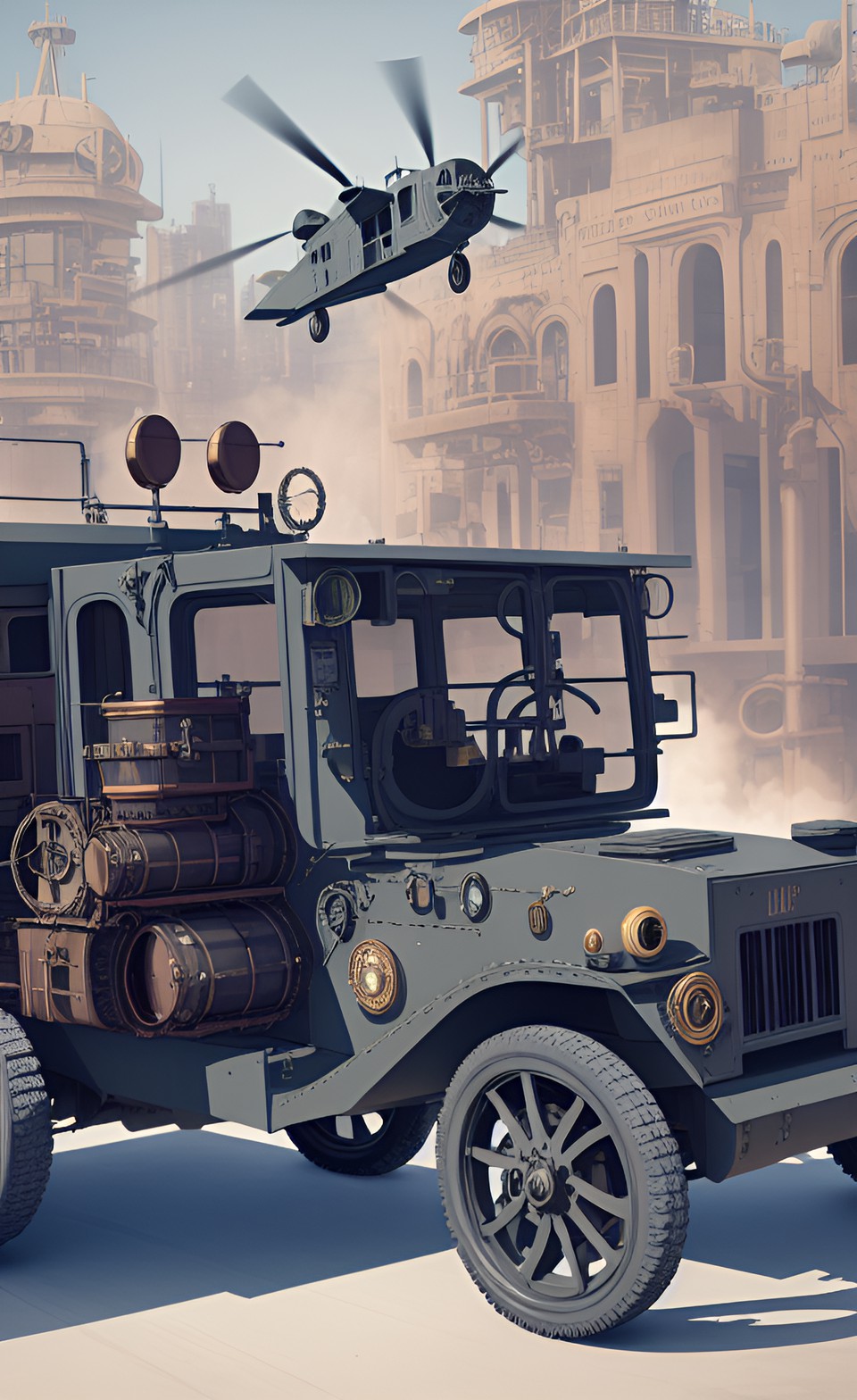 Steampunk HUMVEE - steampunk version of a modern day humvee of this image preview