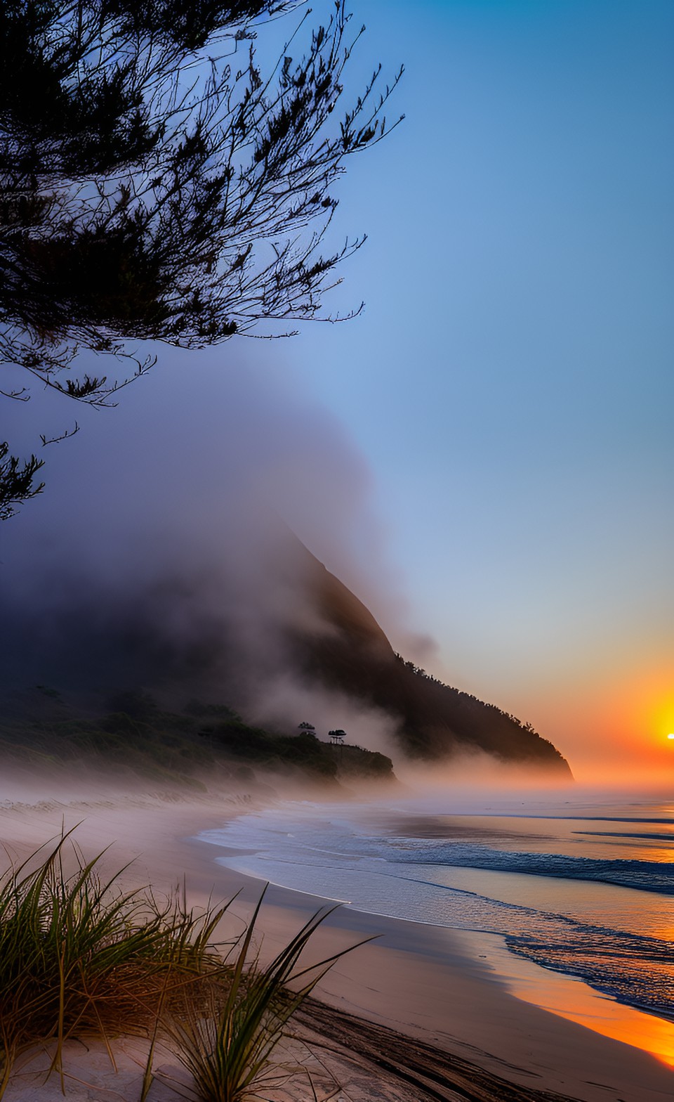 beach sunrise in the fog preview