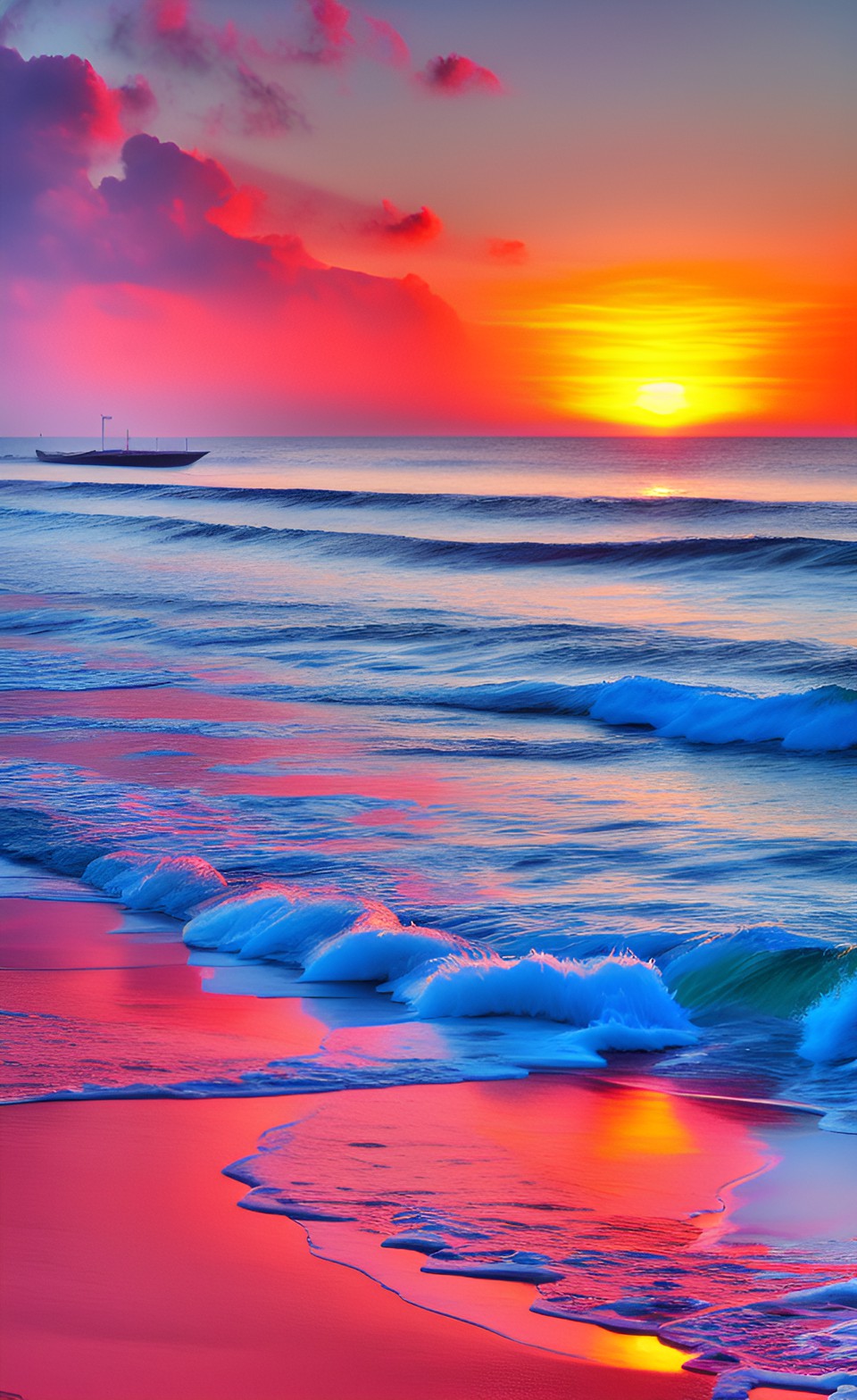 foamy beach high definition sunrise with vivid saturated colors preview