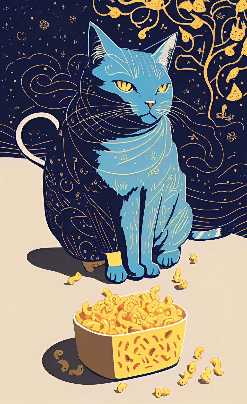 a cat made of macaroni and cheese preview