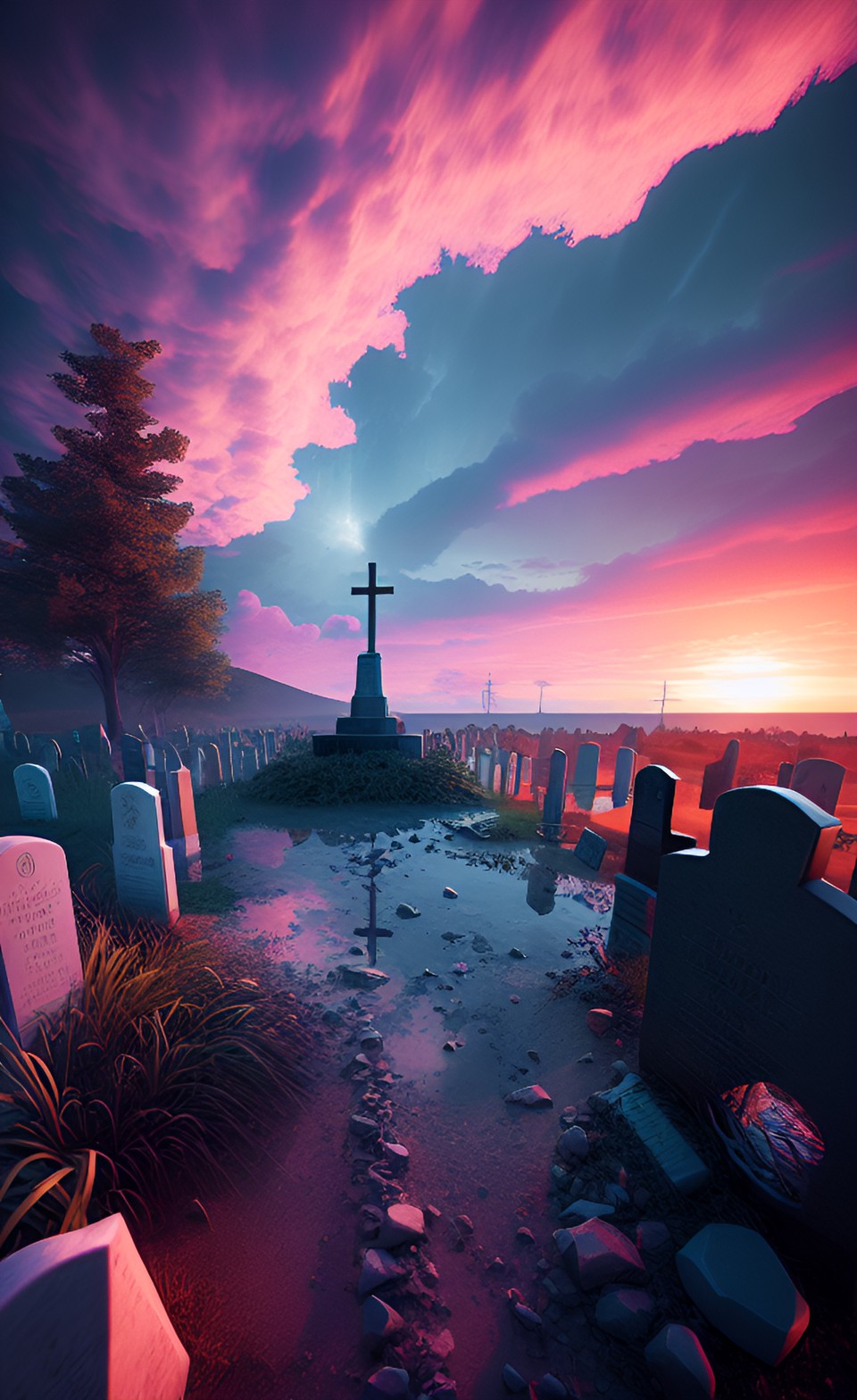 midnight at cemetery beach. wicked sky. preview