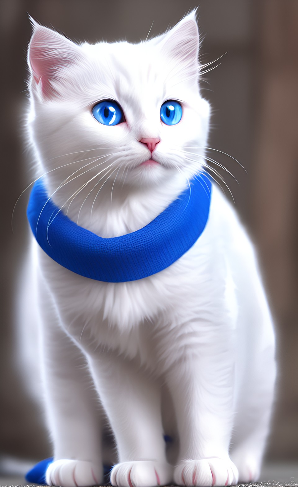 a white kitten with blue eyes and by the course preview