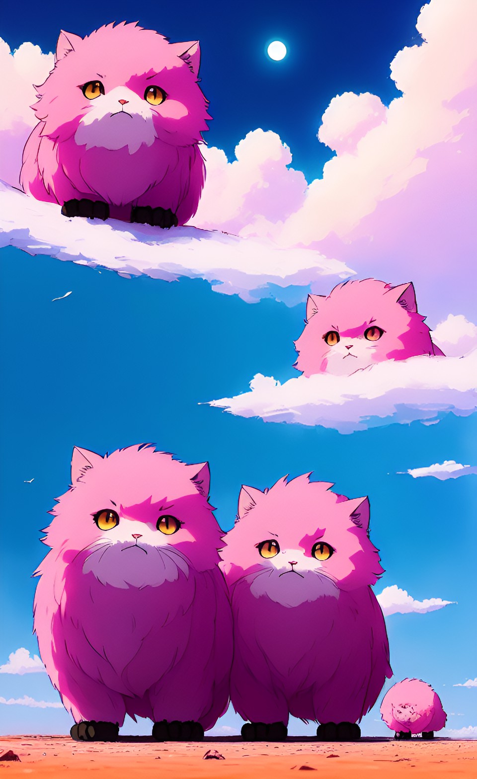 happy little pink fluff balls with black eyes preview