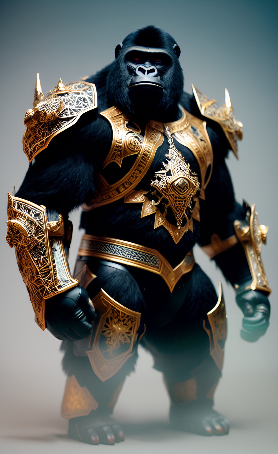 anthropomorphic gorilla in armor,extremely hyper aesthetic intricate detailed, sharp focus, bewitching lighting, trending on artstation, finely detailed armor, cinematic lighting, intricate filigree preview