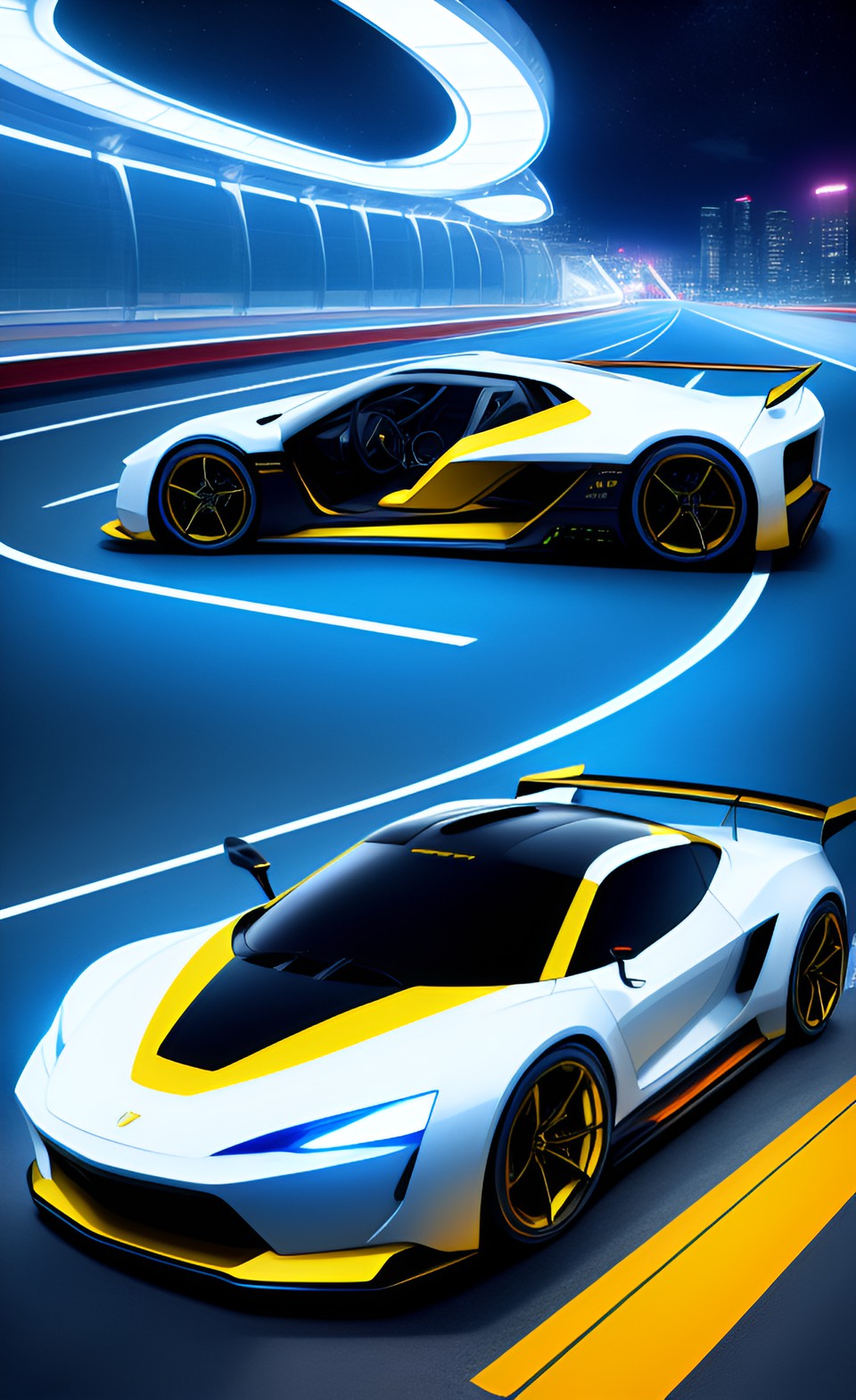 futuristic sports car at night preview