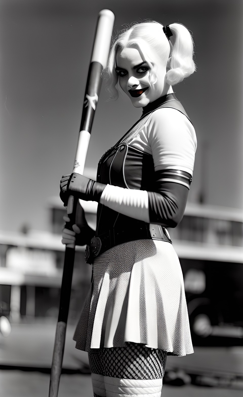 harley quinn in 1920s movie holding a baseball bat preview