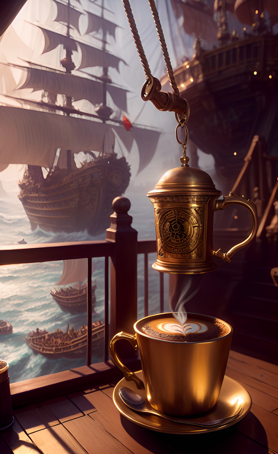 INCOMING! Drink Fast - cup of coffee on a pirate ship preview