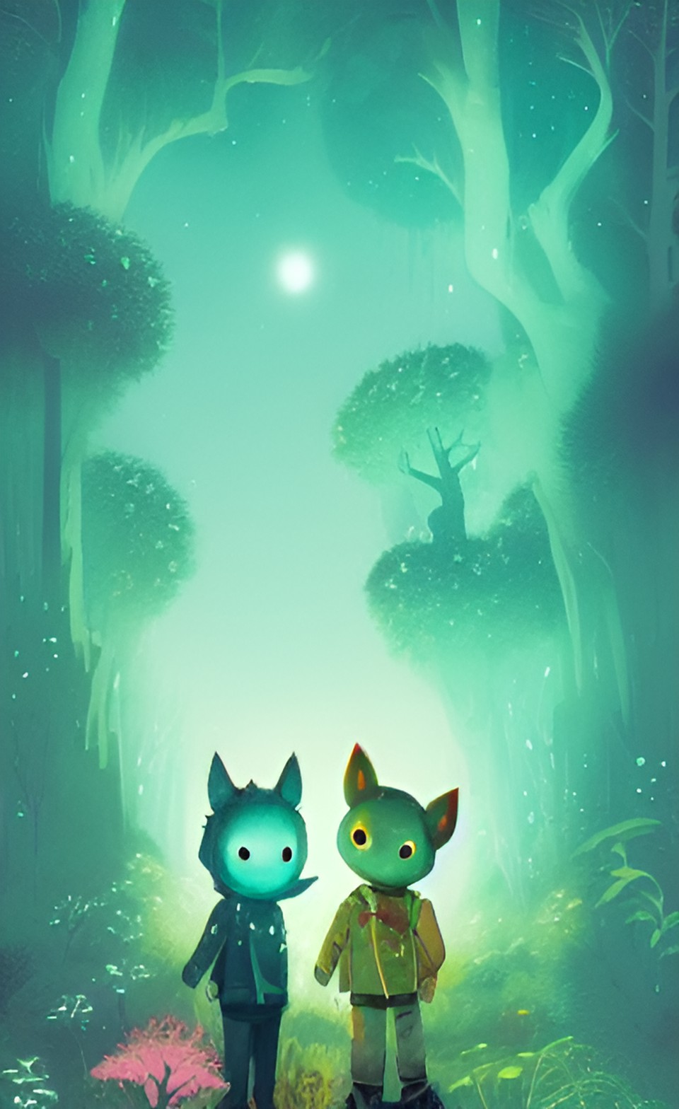 adorable alien  bioluminescent woodland creatures preview