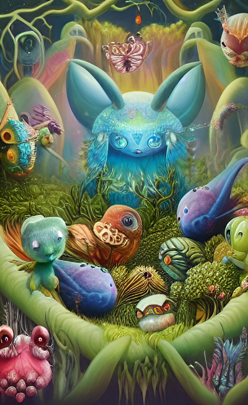 adorable alien  bioluminescent woodland creatures preview