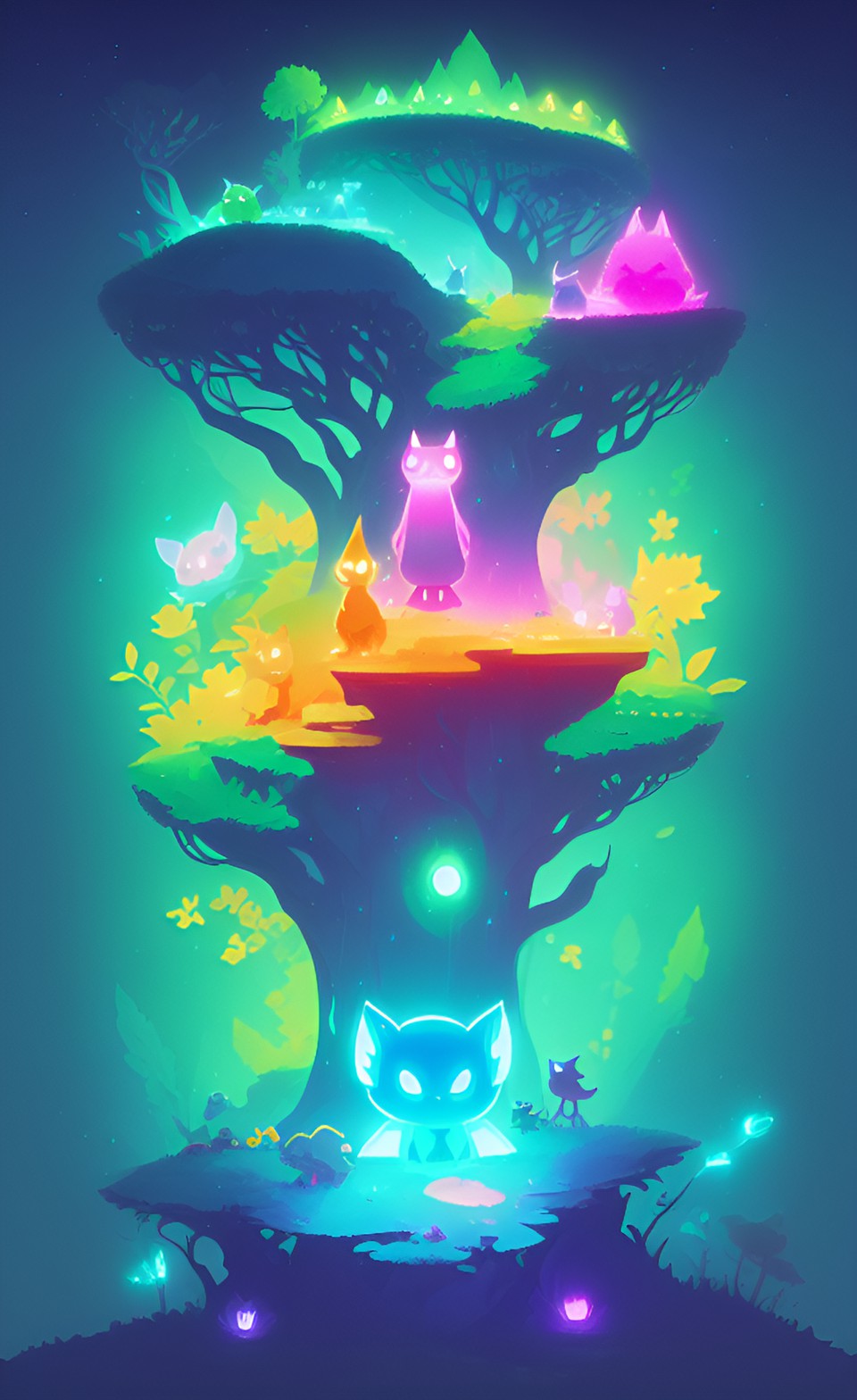 adorable alien  bioluminescent woodland creatures preview