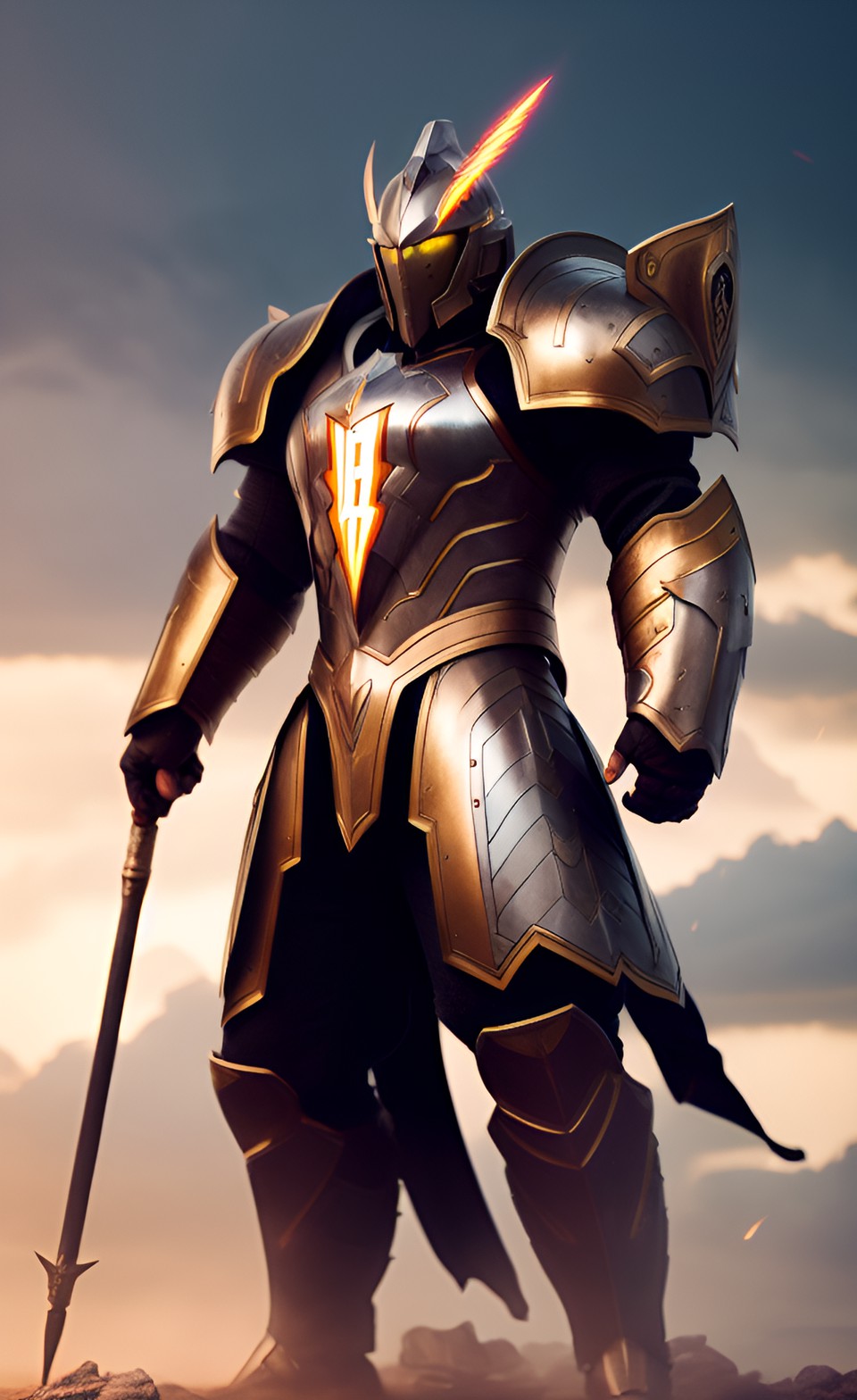 heavily armored lightning god with hammer preview