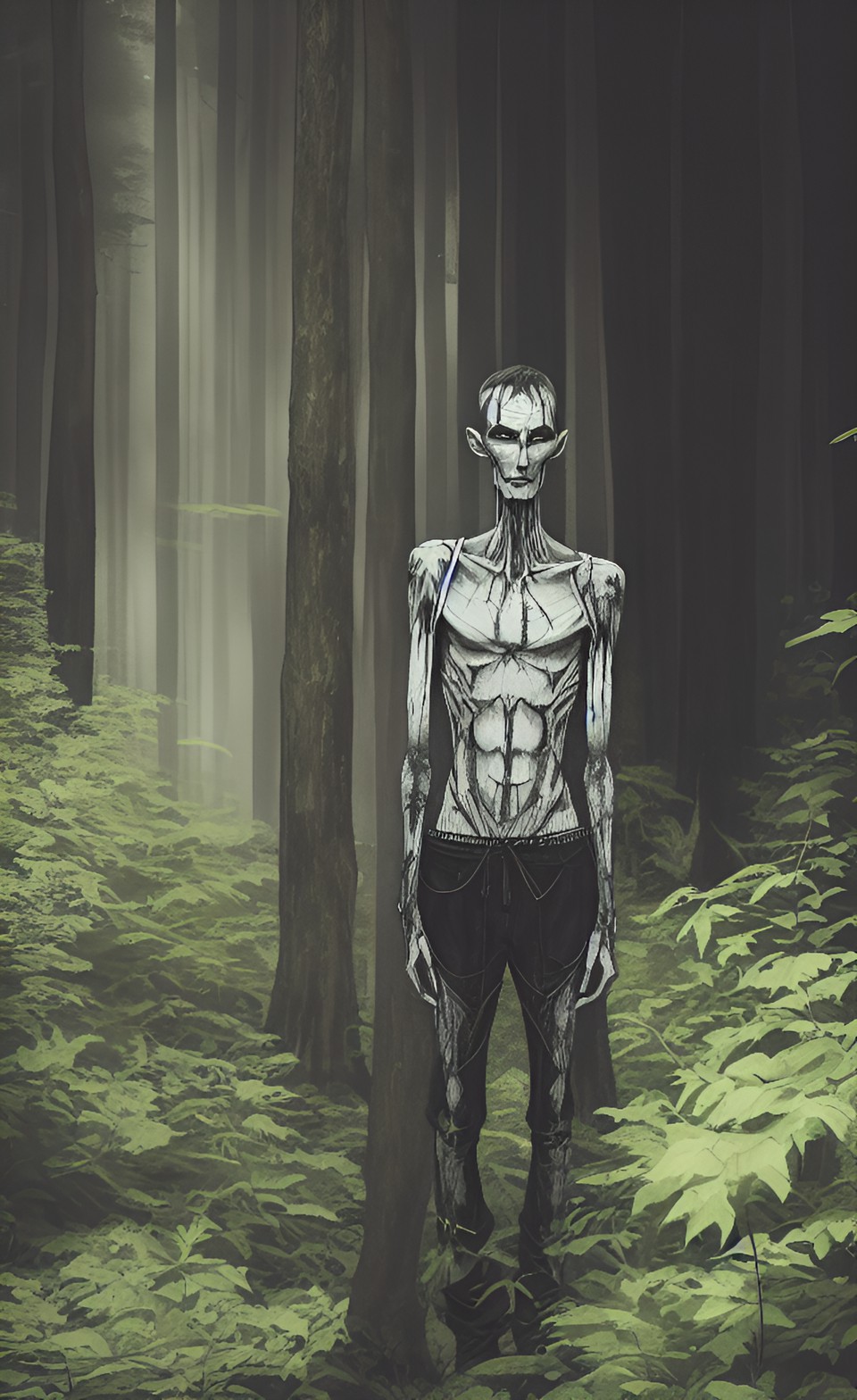 cursed man in the forest, emaciated, pale and gaunt, full of regret preview