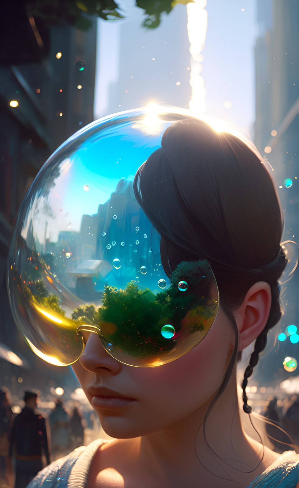 Living In A Bubble - soap bubbles on head preview