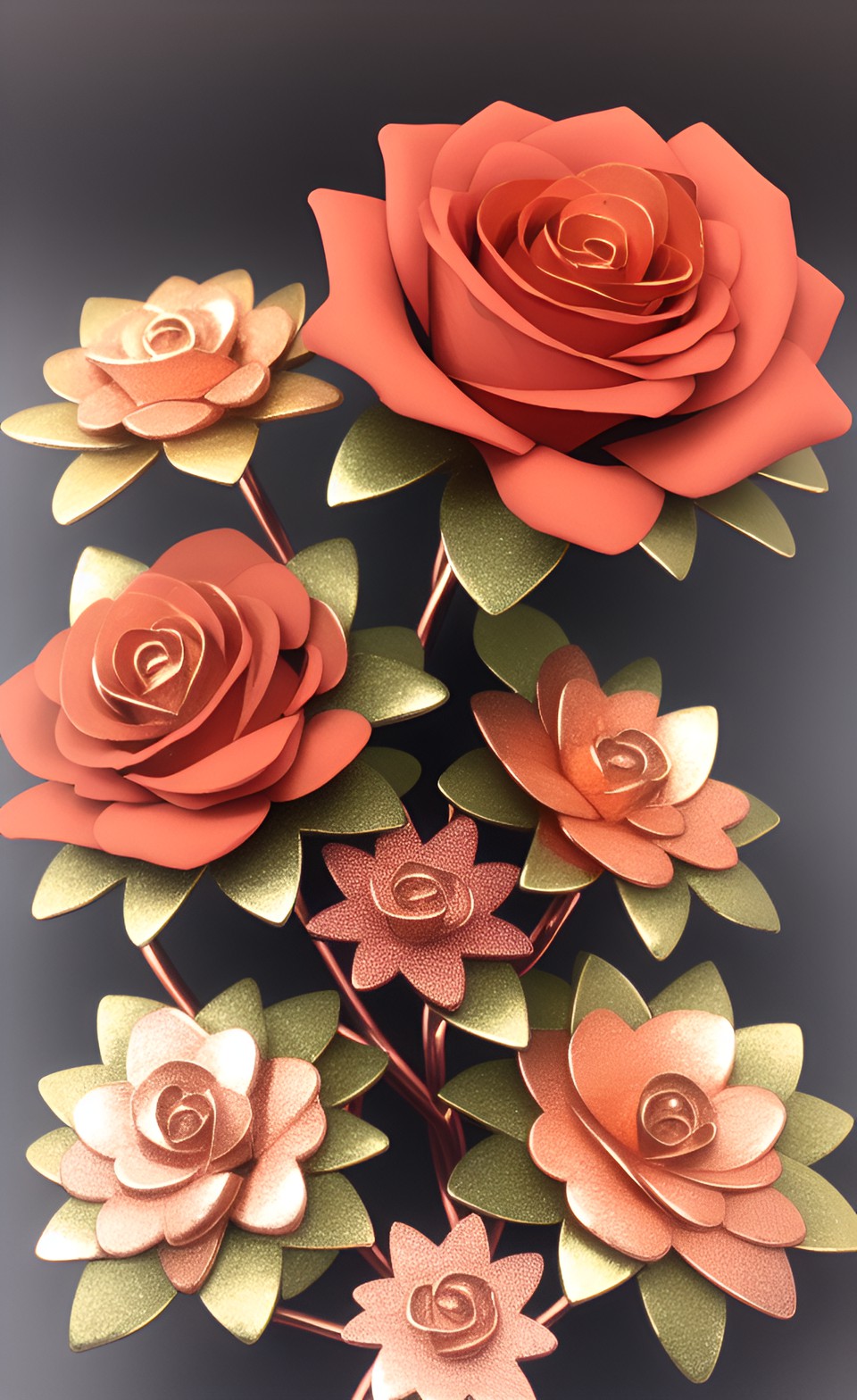 copper gold silver and rose gold flowers preview