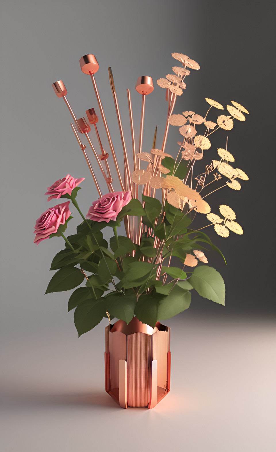 copper gold silver and rose gold flowers preview