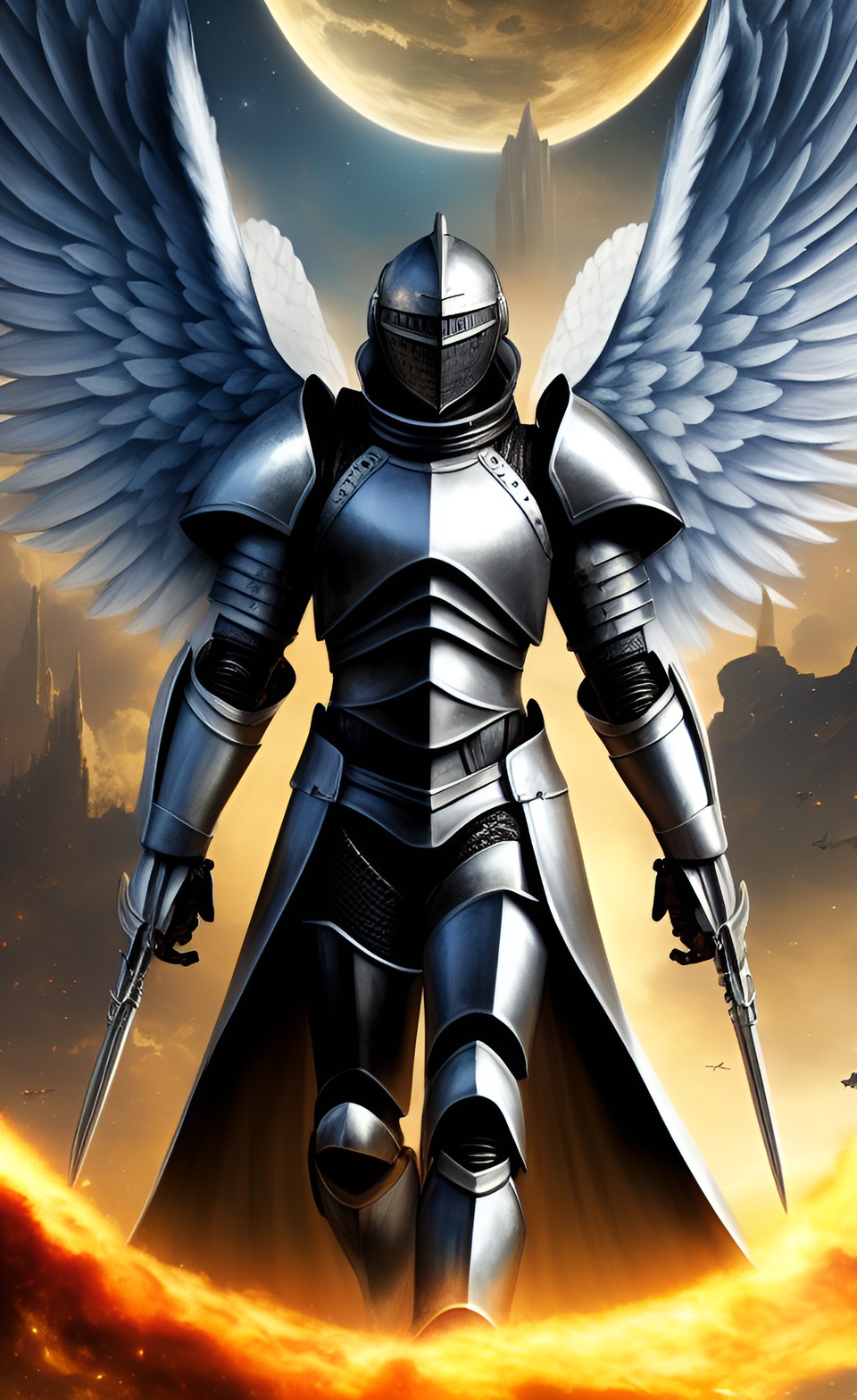 war in heaven/knight/angel wings/ full armor/sci fi/space ships/robots preview