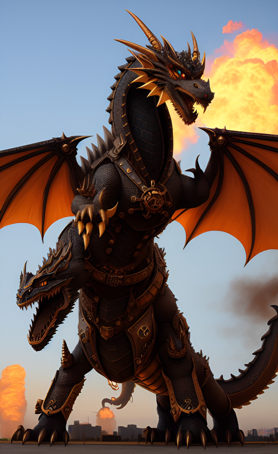 giant metal steampunk dragon preview