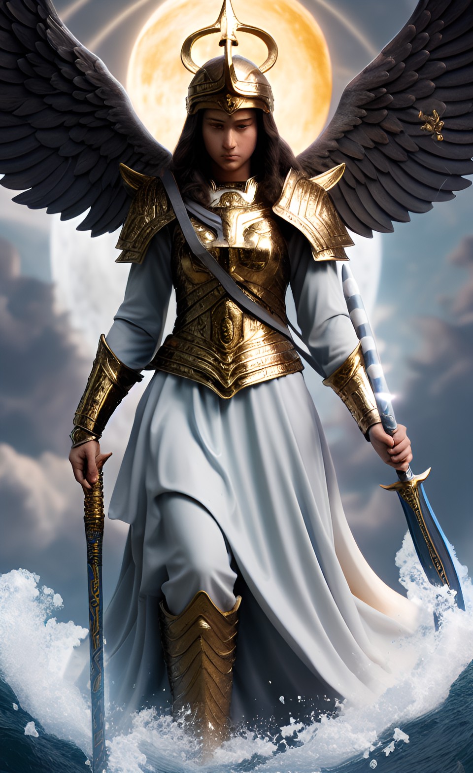 lent, deep fervent repentance of the faithful, warrior archangel michael like artemis the huntress brings a lunar tidal wave, tsunami, cleansing sinners from the temple preview