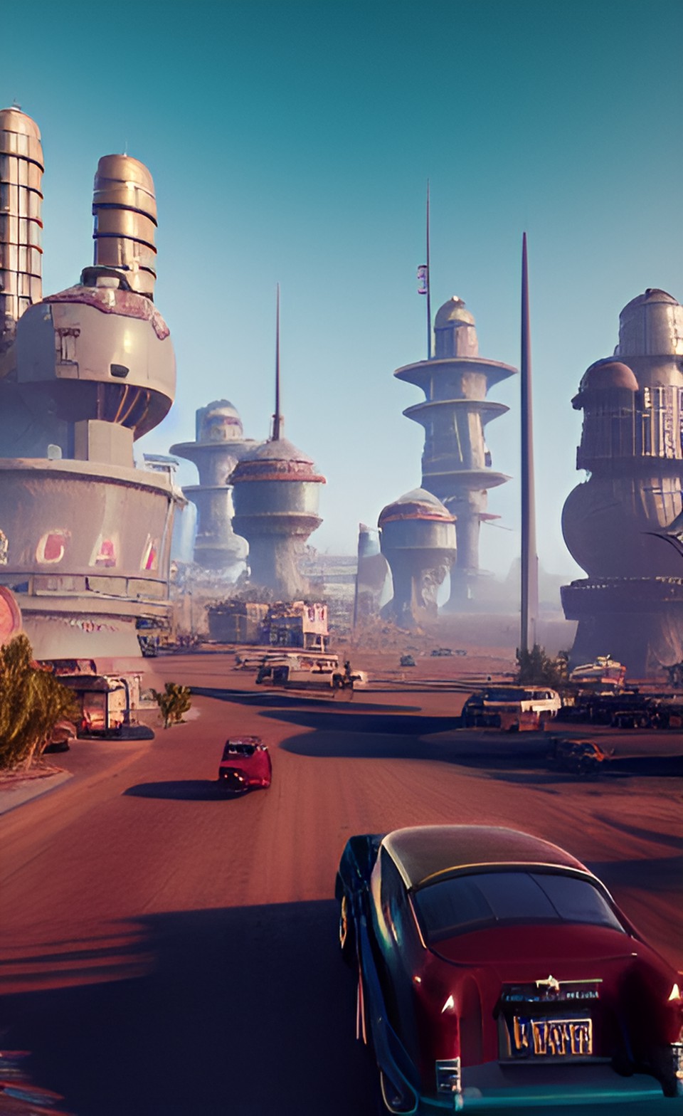 1950s retrofuturistic city in a desert preview