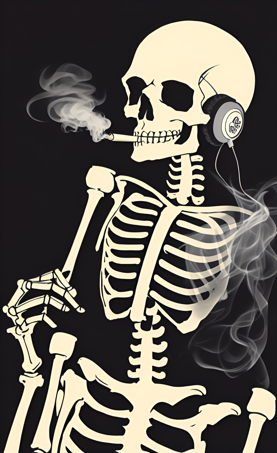 Chill Bones - a skeleton smoking a cigar while wearing headphones preview