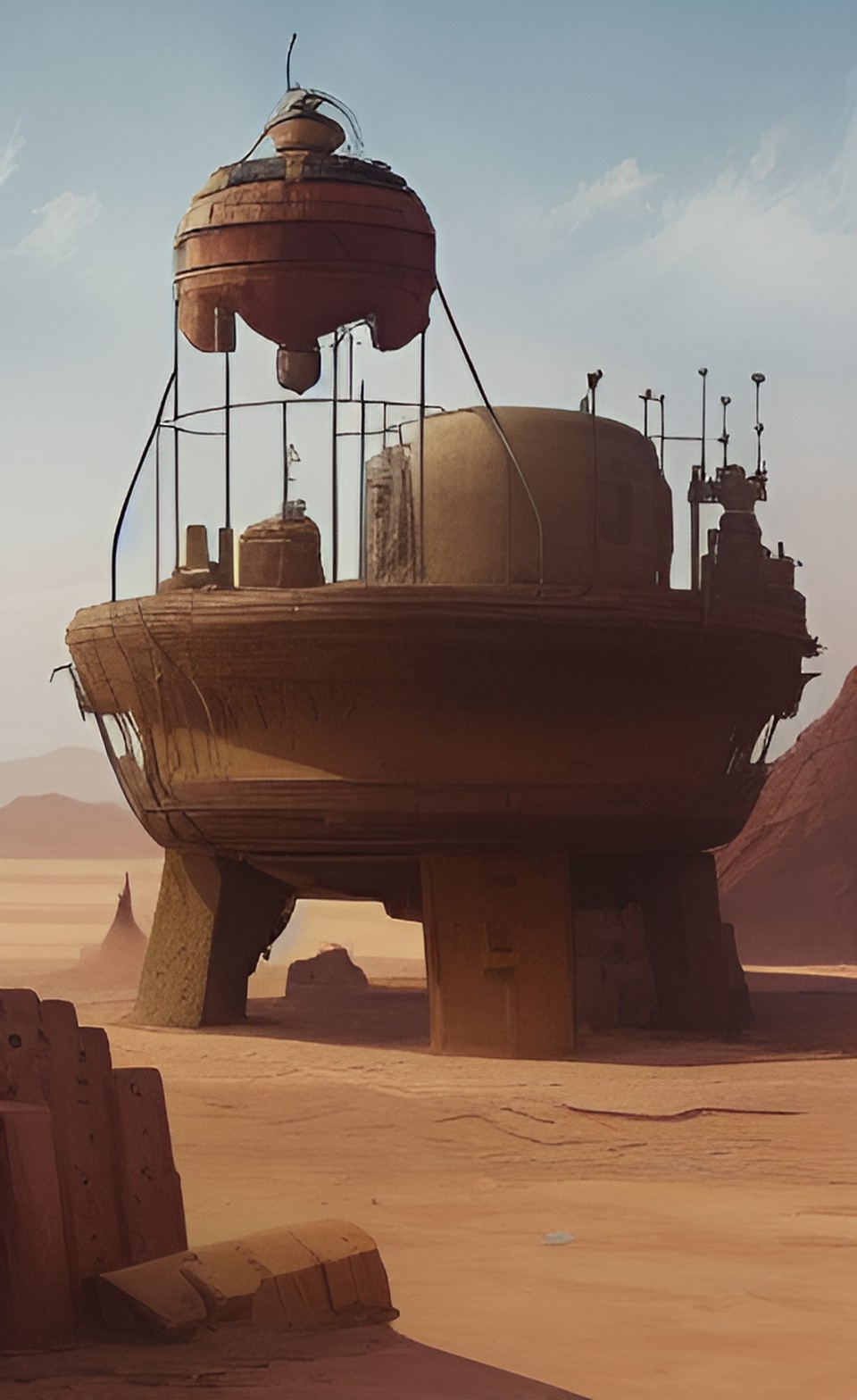 round metal platform rusting in desert preview