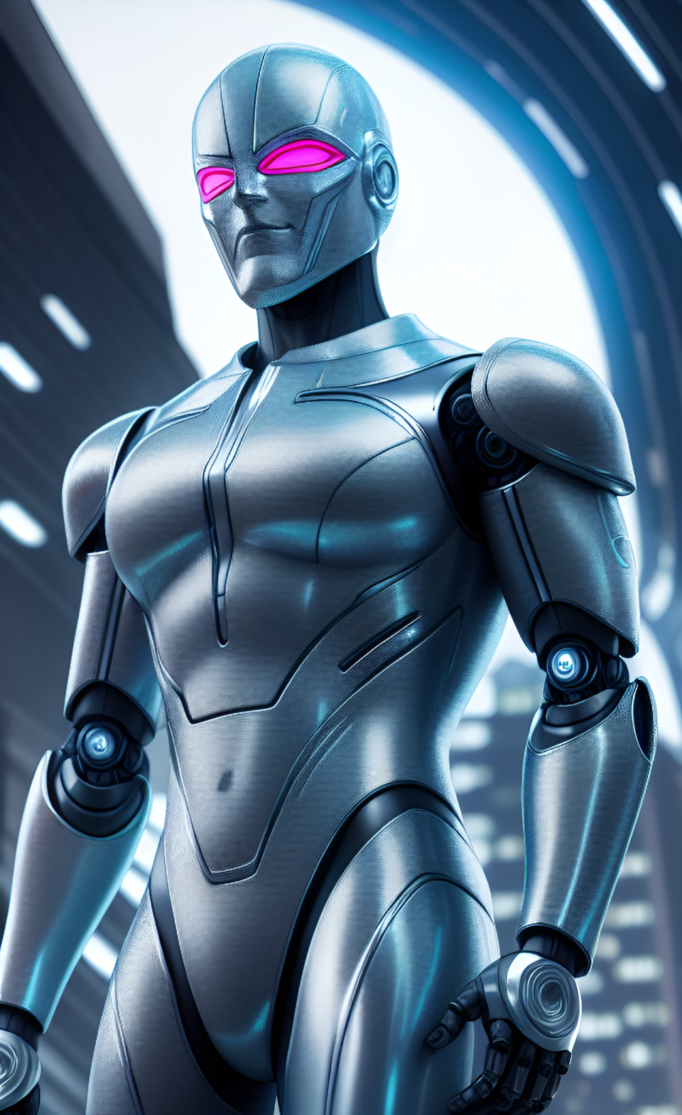 hyper-realistic cyberpunk robot of silver surfer, rendered in 3d with intricate detail. digital art masterpiece featuring smooth camera movements, soft lighting, and sharp focus. half mask off, captur preview