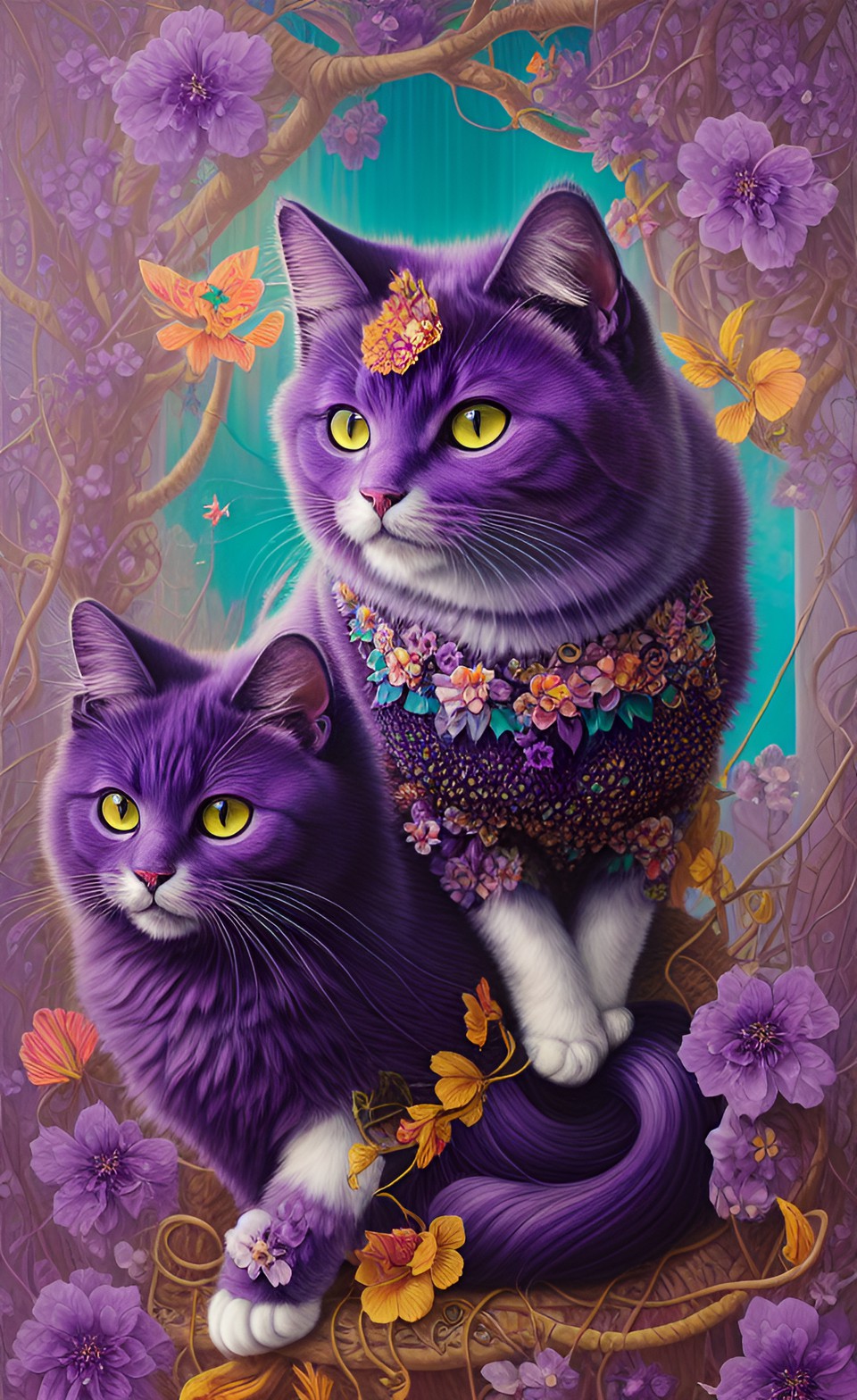 fluffy happy pretty purple cats preview