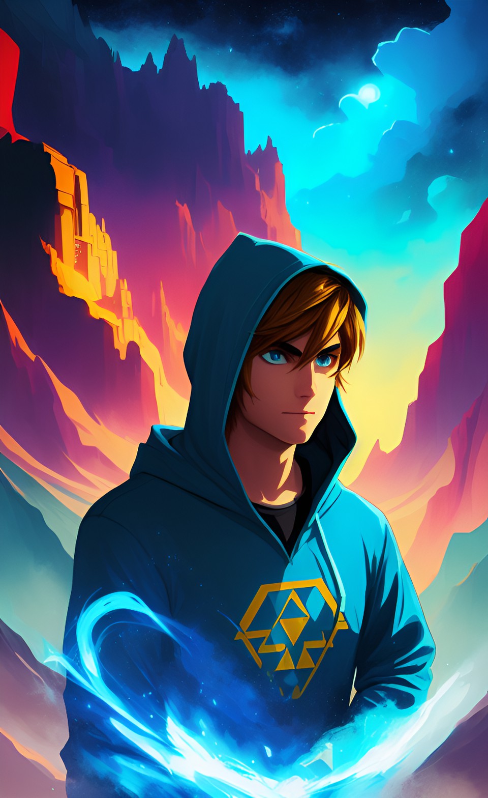 The Champion’s Hood - portrait of link from the legend of zelda, wearing a dark blue hoodie preview