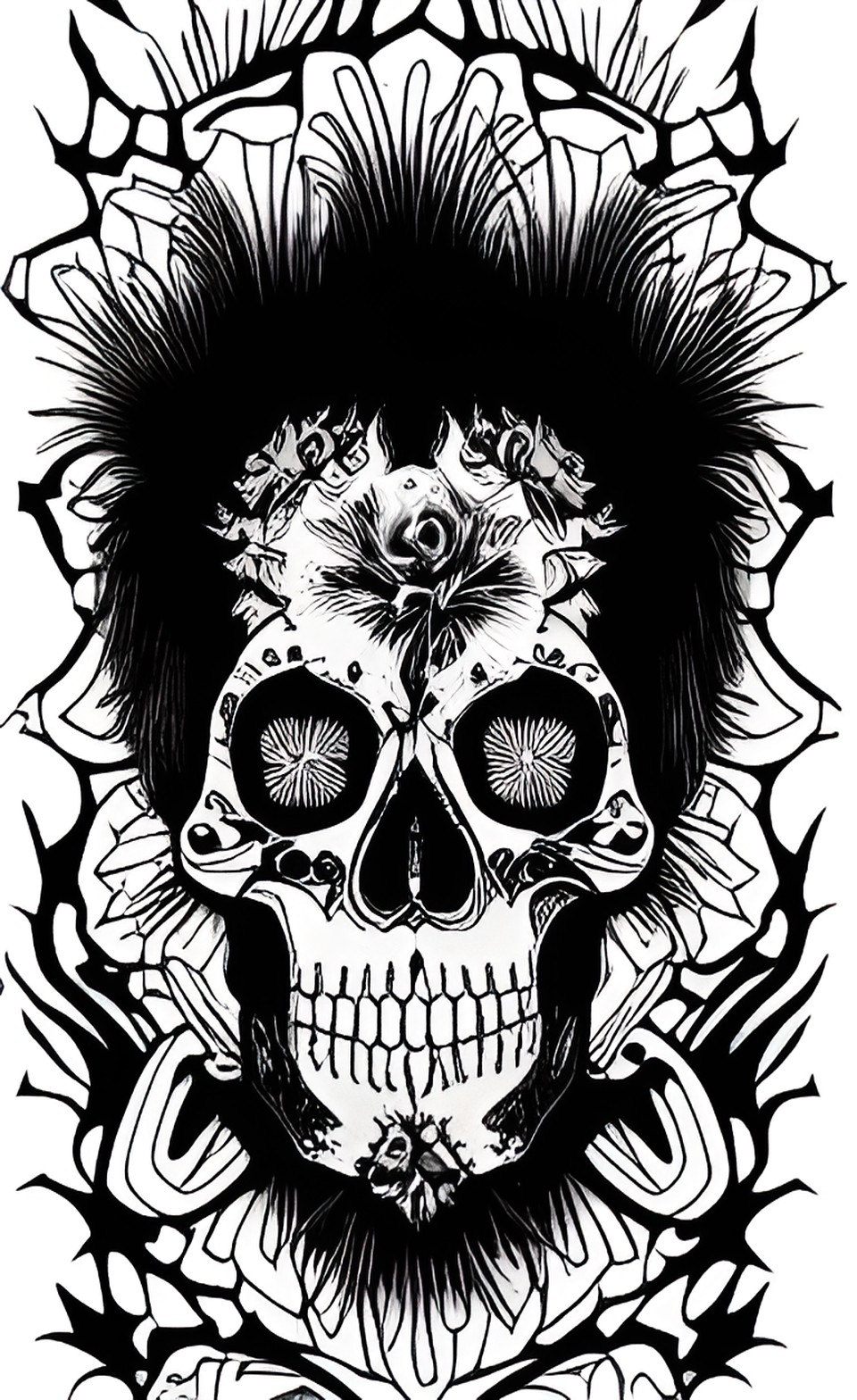 elvis skull tattoo flash style drawing preview