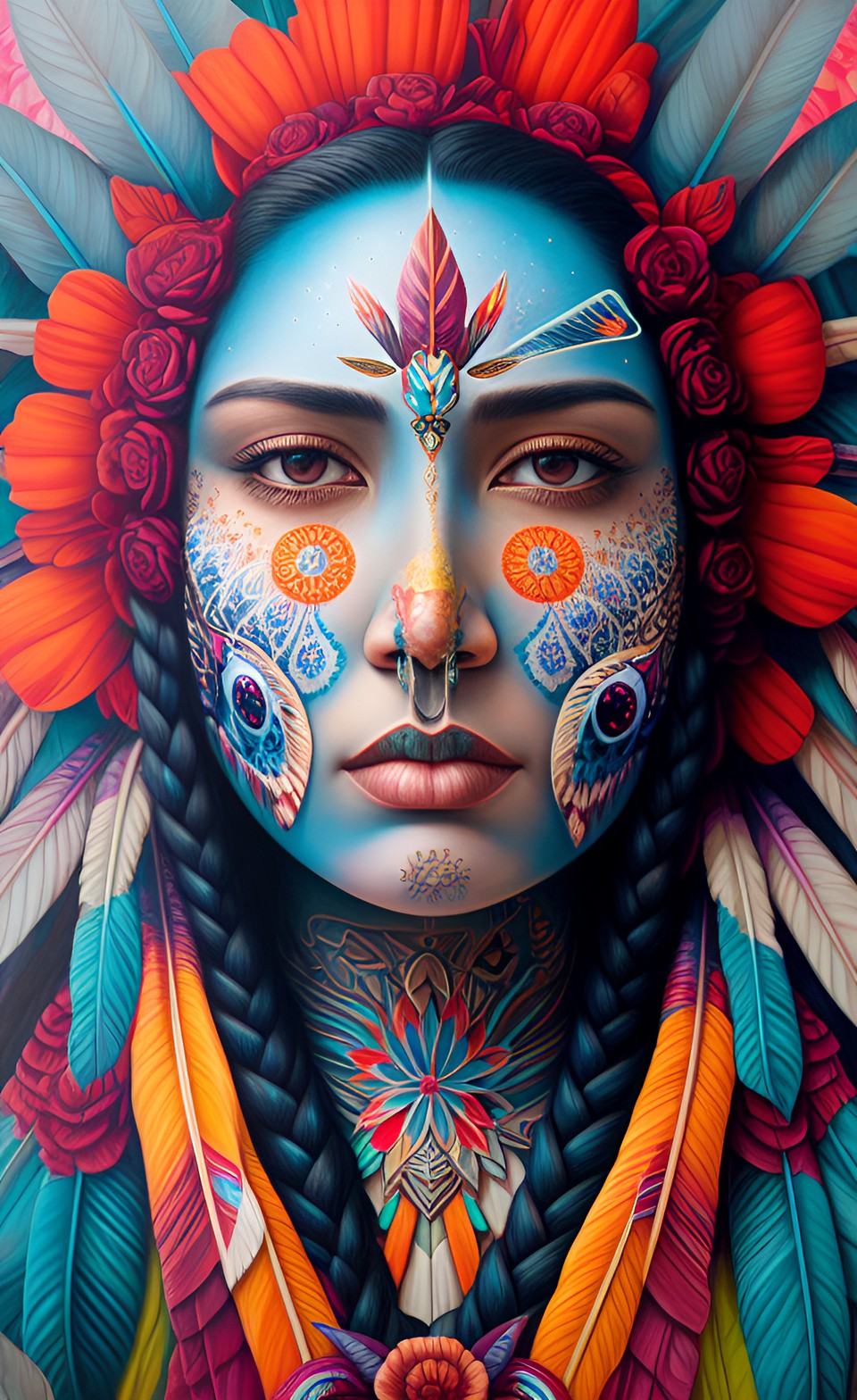 close up of native american goddess face preview