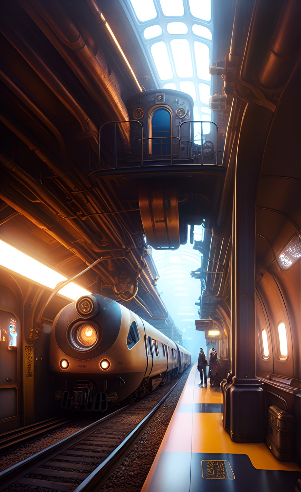 underground train, steampunk style preview