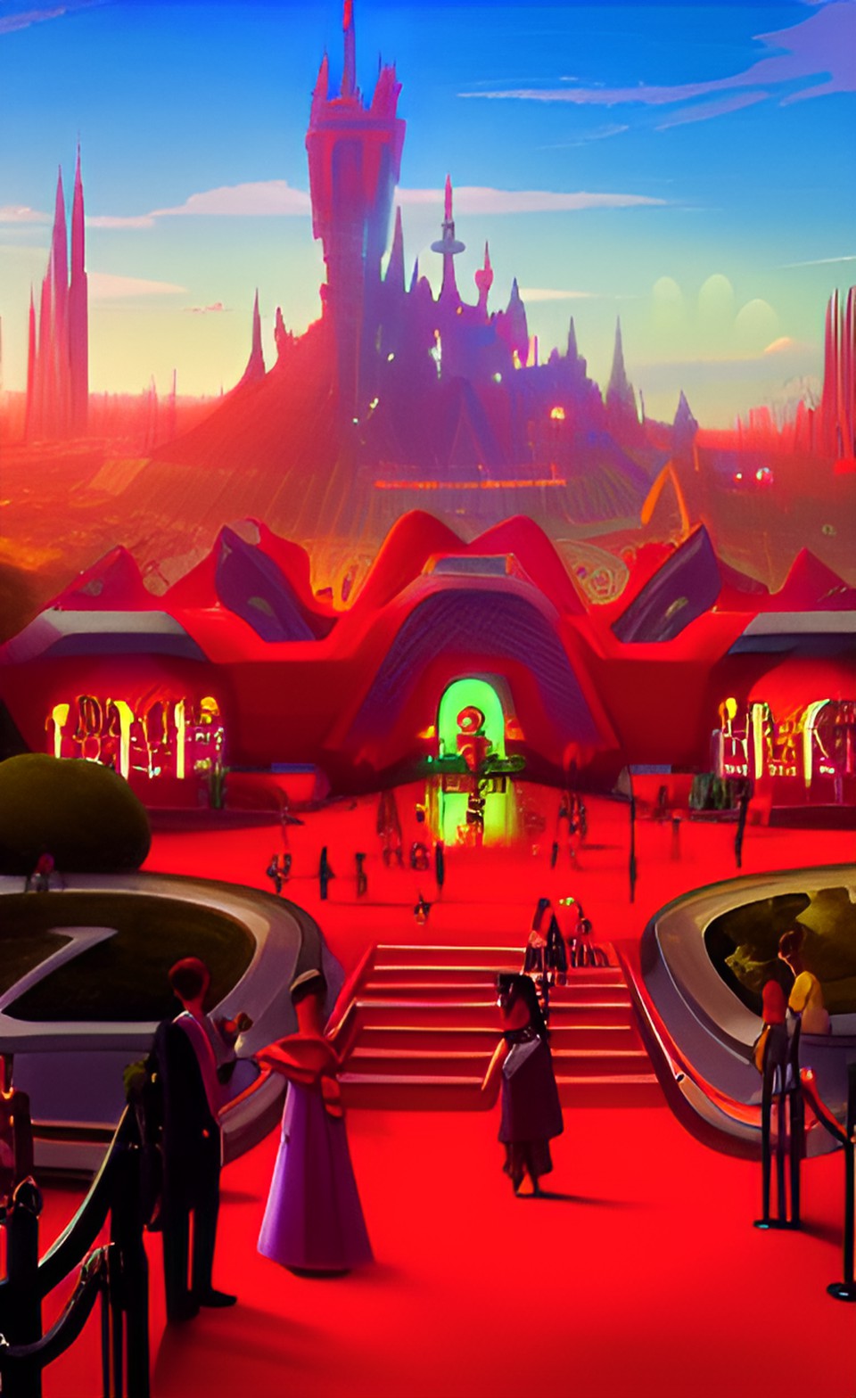 The kingdom - a theme park that is all red, with a red carpet, attractions, and signage. it's a must-see attraction! preview