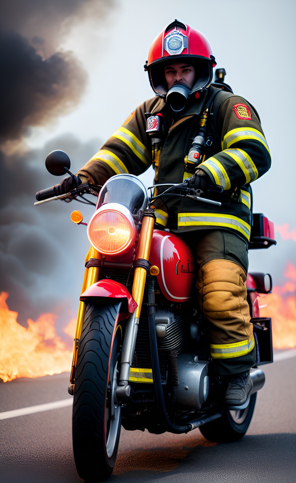 firefighter in motorcycle preview