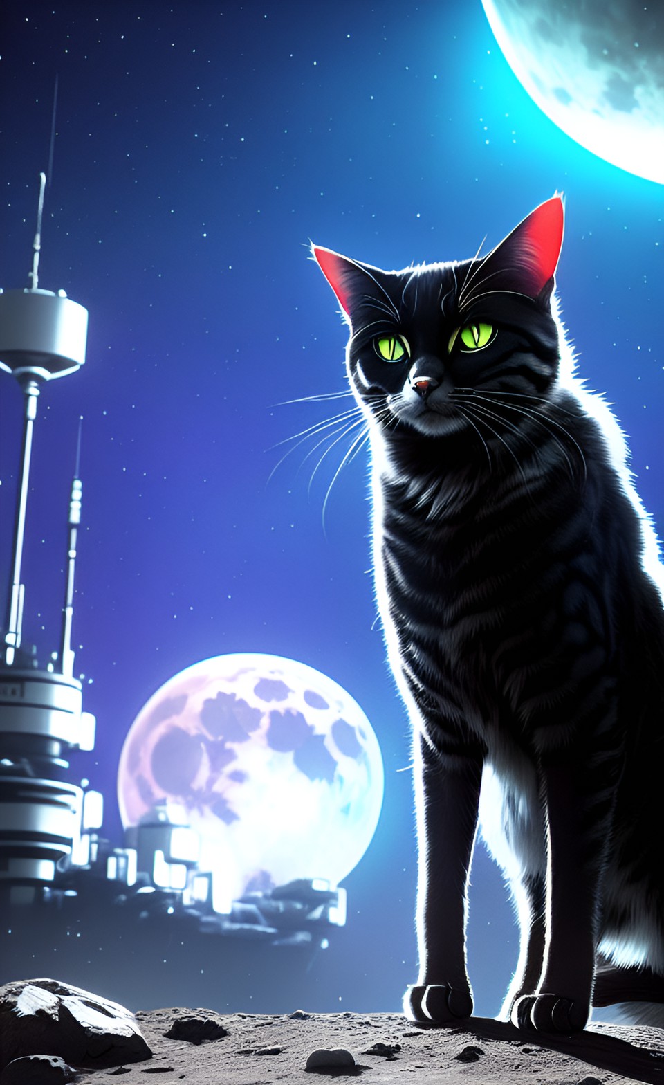 cyberpunk cat on moon preview