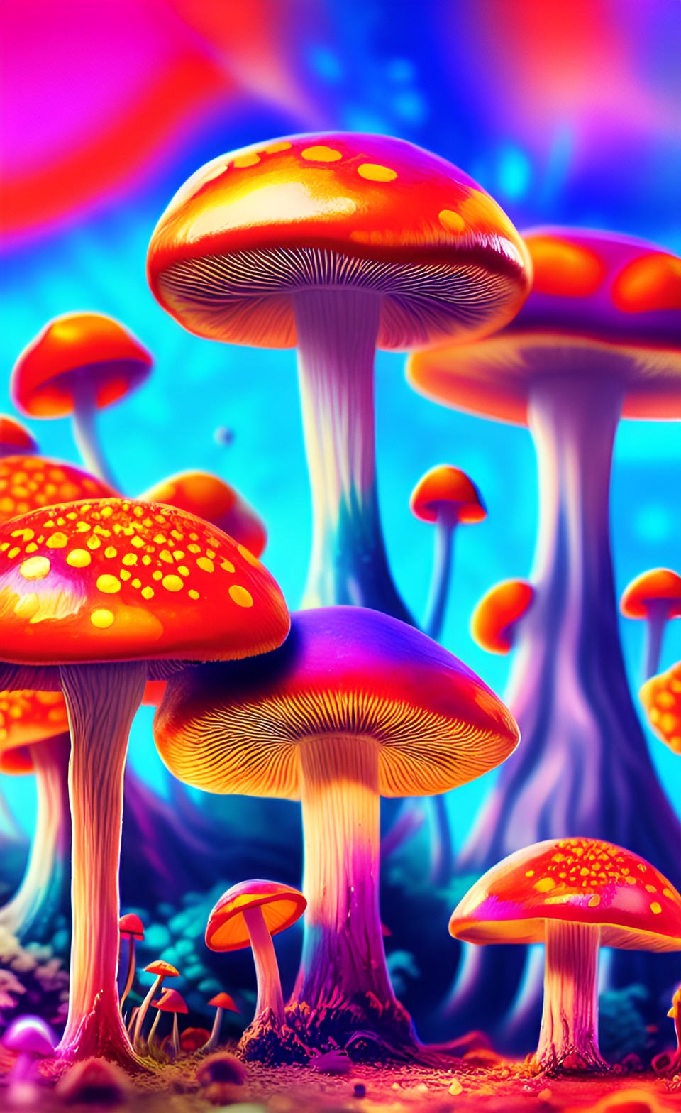 psychedelic landscape of mushroom kingdom in mushroom forest preview