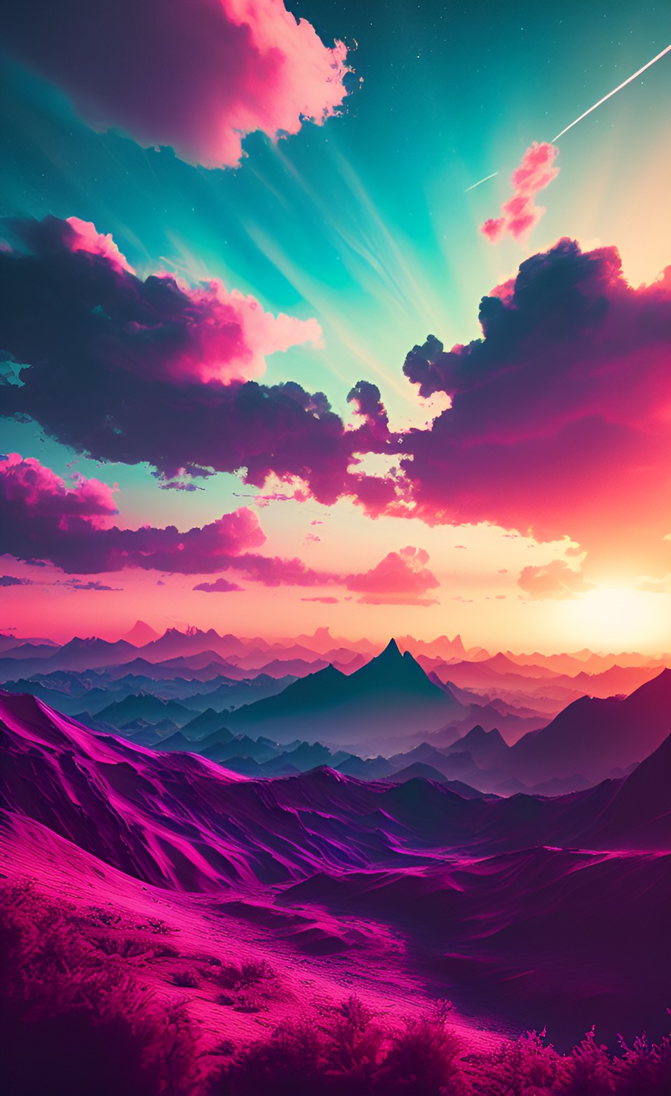 Sunset - retrowave landscape preview