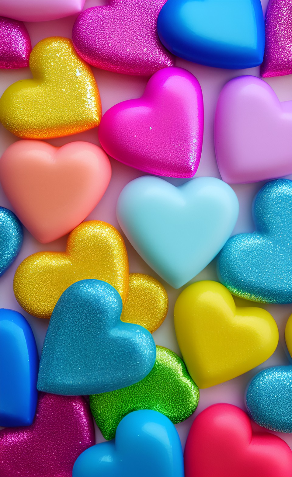 lovely delight! - pastel cute heart candy delight, glitter, pink and yellow and blue colors, rainbow preview