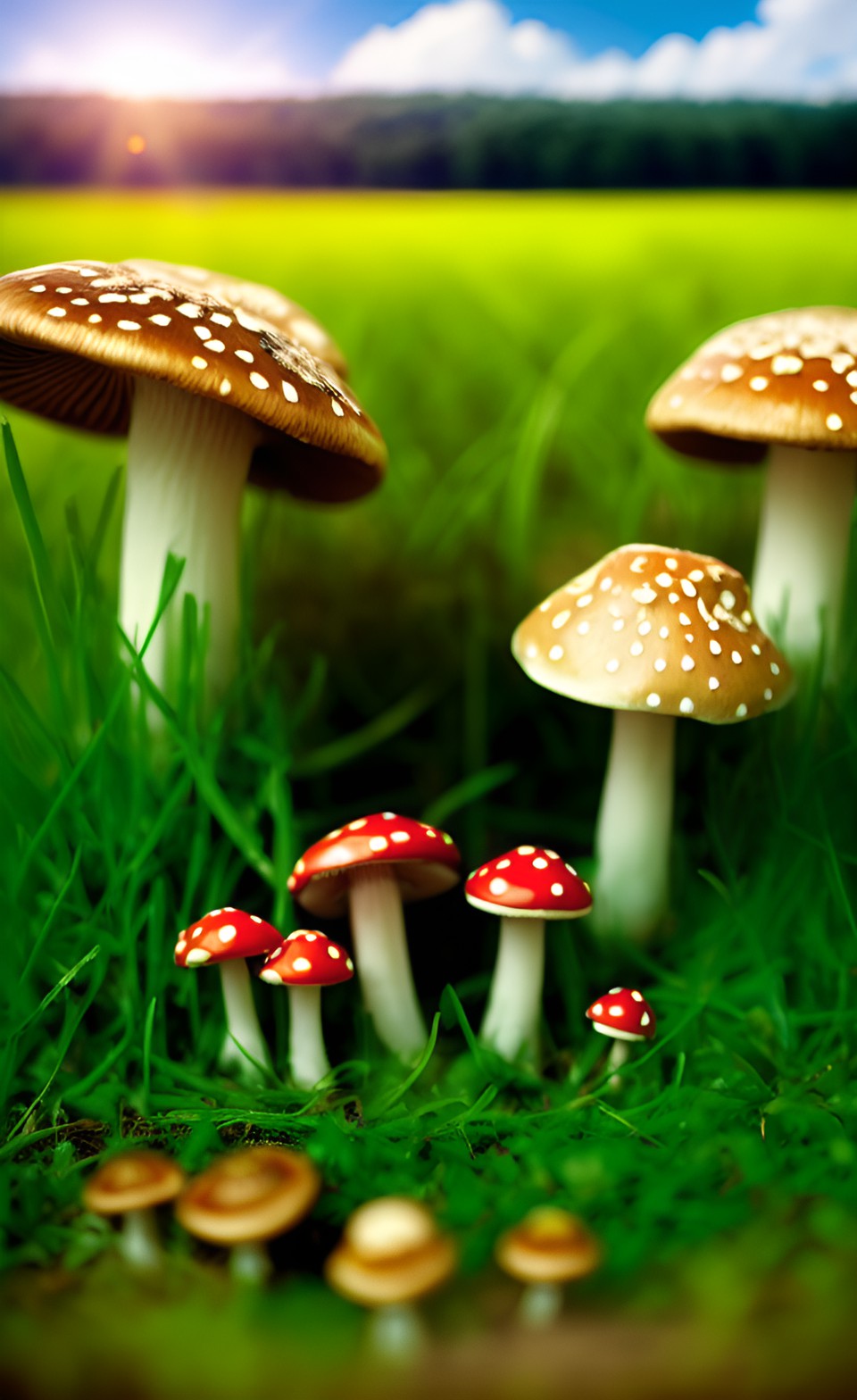 mushrooms growing in a field preview