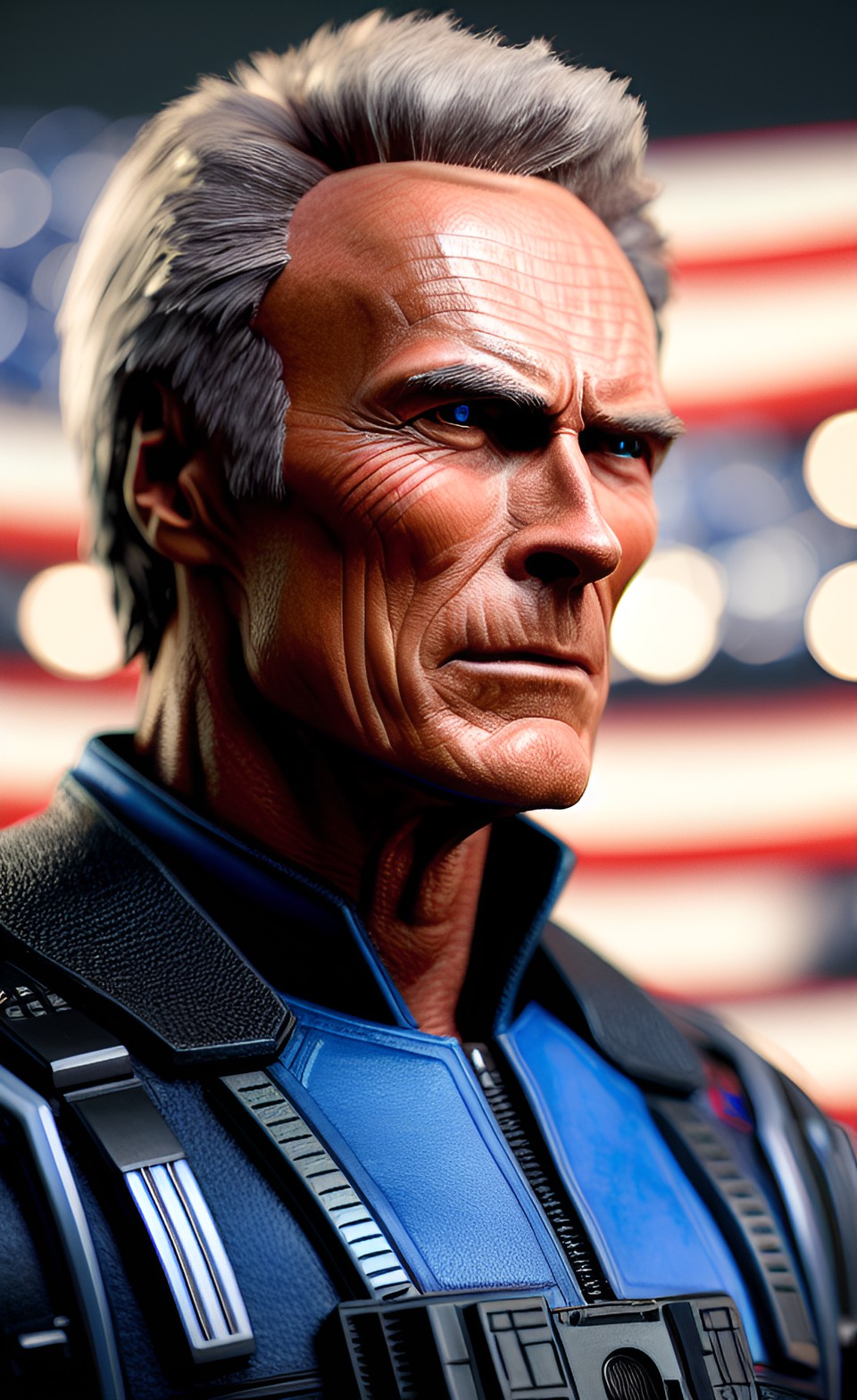 cybernetic clint eastwood, highly detailed preview