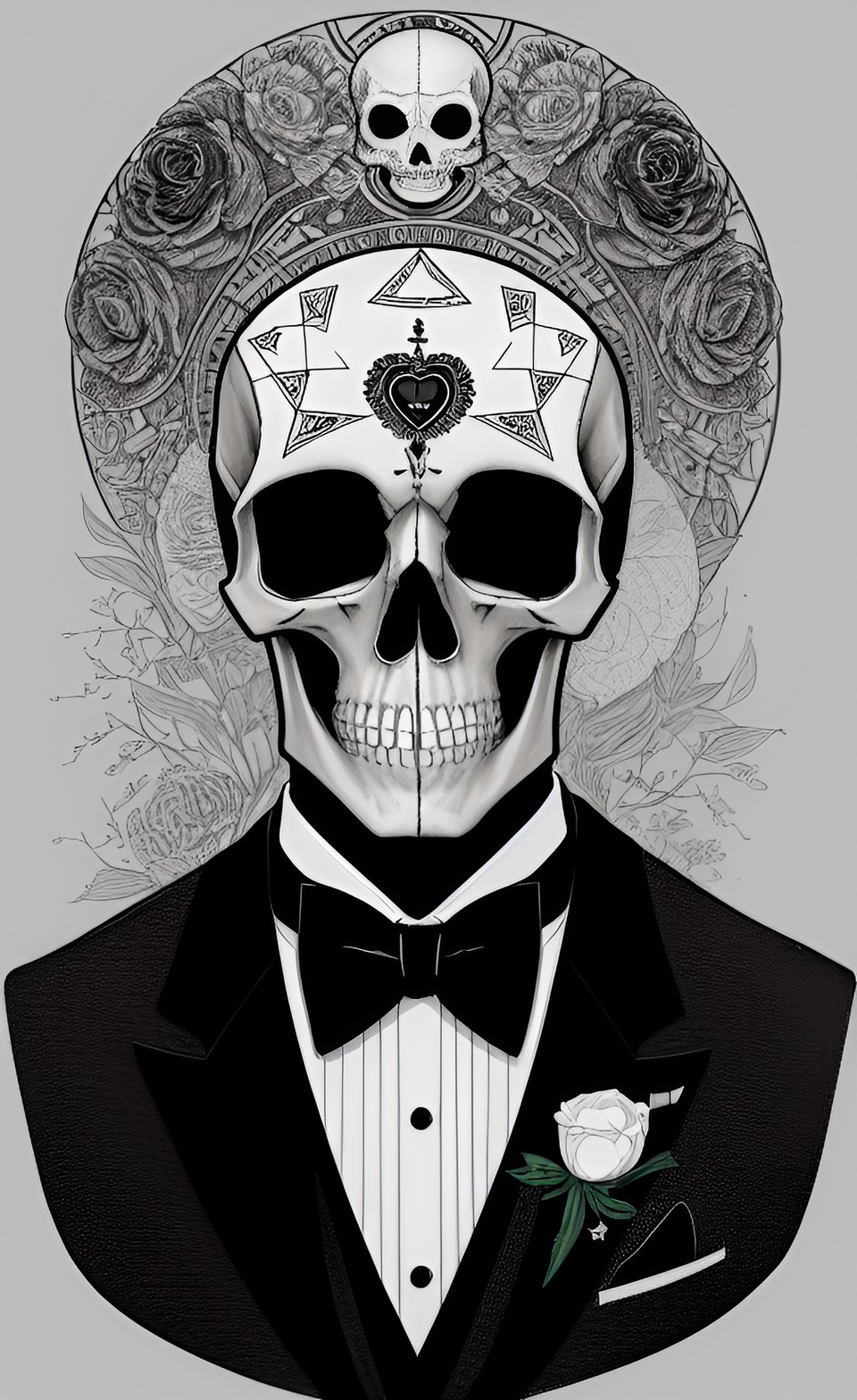 Skull06-blues - portrait of a skull wearing a tuxedo, head-on, centered, highly detailed, elegant, majestic, aligned, symmetrical preview